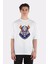 Beyaz Oversize T-Shirt Scary Viking Skull Horn Helmet 1