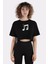 Siyah Pamuk Bisiklet Yaka Crop T-Shirt Bugle - MUSIC_EM1167 1