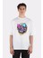 Beyaz Oversize T-Shirt Dripping Mushrooms Zombie Skull 1