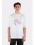 Beyaz Oversize T-Shirt The Wolf Howling At The Full Holographic Holo Moon 1