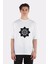 Beyaz Oversize T-Shirt The Flower Of Depth- Geometric Colorful Start- Black And White 1