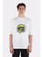 Beyaz Oversize T-Shirt Scary Skull Head Smoking Weed 1