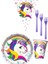 Unicorn Beyaz 8 Kişilik Kız Doğum Günü 4 Parçalı Mini Set Kız Çocuk Parti Seti Süsleme 1