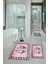 Dijital Baskılı Kaymaz Yıkanabilir Ayak Desen Ikili Banyo Takımı Klozet Takımı, N-Klozet-19-Pembe, 2