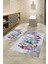 Dijital Baskılı Kaymaz Yıkanabilir Yaprak Ikili Banyo Takımı Klozet Takımı, N-Klozet-25-Gri, 5