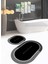 Dijital Baskılı Kaymaz Yıkanabilir Bathroom Oval Banyo Takımı Klozet Takımı, N-O-Klozet-01-Siyah, 2