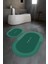 Dijital Baskılı Kaymaz Yıkanabilir Home Oval Banyo Takımı Klozet Takımı, N-O-Klozet-03-Yeşil, 1