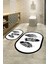 Dijital Baskılı Kaymaz Yıkanabilir Yaprak Oval Banyo Takımı Klozet Takımı, N-O-Klozet-26-Beyaz, 5