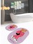 Dijital Baskılı Kaymaz Taban Yıkanabilir Oval Banyo Takımı Klozet Takımı, N-O-Klozet-34-Pembe, 5