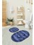 Dijital Baskılı Kaymaz Yıkanabilir Ayak Desen Oval Banyo Takımı Klozet Takımı, N-O-Klozet-19-Mavi, 1