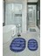 Dijital Baskılı Kaymaz Yıkanabilir Ayak Desen Oval Banyo Takımı Klozet Takımı, N-O-Klozet-19-Mavi, 2