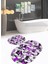 3D Dijital Baskılı Kaymaz Taban Yıkanabilir Oval Banyo Takımı Klozet Takımı, N-O-Klozet-44-Mor, 4