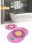 Dijital Baskılı Kaymaz Taban Yıkanabilir Oval Banyo Takımı Klozet Takımı, N-O-Klozet-49-Pembe, 3