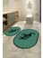 Dijital Baskılı Kaymaz Yıkanabilir Fil Desen Oval Banyo Takımı Klozet Takımı, N-O-Klozet-32-Yeşil, 4