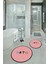 Dijital Baskılı Kaymaz Yıkanabilir Bath Yuvarlak Ikili Banyo Takımı, N-Y-Klozet-08-Pembe, 4