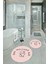 Dijital Baskılı Kaymaz Yıkanabilir Welcome Yuvarlak Ikili Banyo Takımı, N-Y-Klozet-11-Pembe, 3