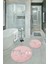 3D Dijital Baskılı Kaymaz Taban Yıkanabilir Yuvarlak Ikili Banyo Takımı, N-Y-Klozet-16-Pembe, 2