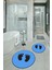 Dijital Baskılı Kaymaz Yıkanabilir Ayak Desen Yuvarlak Ikili Banyo Takımı, N-Y-Klozet-21-Mavi, 1