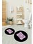 Dijital Baskılı Kaymaz Yıkanabilir Ayak Desen Yuvarlak Ikili Banyo Takımı, N-Y-Klozet-20-Pembe, 1