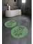 Dijital Baskılı Kaymaz Yıkanabilir Baykuş Desen Yuvarlak Ikili Banyo Takımı, N-Y-Klozet-35-Yeşil, 4