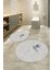 Dijital Baskılı Kaymaz Yıkanabilir Kuş Desen Yuvarlak Ikili Banyo Takımı, N-Y-Klozet-36-Gri, 3