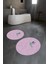 Dijital Baskılı Kaymaz Yıkanabilir Kuş Desen Yuvarlak Ikili Banyo Takımı, N-Y-Klozet-36-Pembe, 4