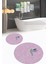 Dijital Baskılı Kaymaz Yıkanabilir Kuş Desen Yuvarlak Ikili Banyo Takımı, N-Y-Klozet-36-Pembe, 5