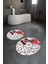 3D Dijital Baskılı Kaymaz Taban Yıkanabilir Yuvarlak Ikili Banyo Takımı, N-Y-Klozet-45-Kırmızı, 2