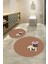 Dijital Baskılı Kaymaz Yıkanabilir Köpek Desen Yuvarlak Ikili Banyo Takımı, N-Y-Klozet-38-Kahve, 3
