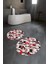 3D Dijital Baskılı Kaymaz Taban Yıkanabilir Yuvarlak Ikili Banyo Takımı, N-Y-Klozet-44-Kırmızı, 3