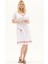 Şile Bezi Beyaz Kısa Kol Kruvaze Yaka Nakışlı Yazlık Midi Elbise 2