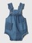 Erkek Bebek Koyu Mavi Kare Yaka Fırfırlı Denim Tulum 1