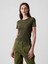 Kadın Yeşil Modern Fitilli Crop T-Shirt 1
