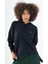 Oversize Kadın Kapüşonlu Lacivert Sweatshirt 1