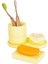 Lemon Limon Sarı 4'lü Beton Diş Fırçalığı Sabunluk Mumluk ve Tepsili Banyo Seti 1