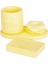 Lemon Limon Sarı 4'lü Beton Diş Fırçalığı Sabunluk Mumluk ve Tepsili Banyo Seti 3