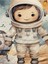 Astronot Desenli Tek Kişilik Pike Takımı 160X230 cm 2