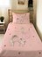 Balerin Kız ve Unicorn Desenli Bebek ve Çocuk Baskılı Tek Kişilik Pike Takımı 160X230 Pembe 1