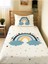 Bulut Gökkuşağı Desenli Bebek ve Çocuk Baskılı Tek Kişilik Pike TAKIMI 160X230 Beyaz 1