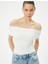 Omzu Açık Tişört Drape Detaylı Slim Fit Viskoz Kumaş 1