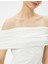 Omzu Açık Tişört Drape Detaylı Slim Fit Viskoz Kumaş 5