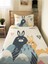 Dağ Tavşan Desenli Tek Kişilik Pike Takımı 160X230 Beyaz 1