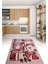3D Dijital Baskılı Kaymaz Taban Yıkanabilir Renkli Modern Mutfak Halısı, N-Mutfak-34-Kırmızı, 2