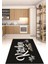 Dijital Baskılı Kaymaz Taban Yıkanabilir Kitchen Yazılı Mutfak Halısı, N-Mutfak-41-Siyah, 1