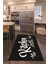 Dijital Baskılı Kaymaz Taban Yıkanabilir Kitchen Yazılı Mutfak Halısı, N-Mutfak-41-Siyah, 2