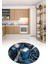 3D Dijital Baskılı Kaymaz Yıkanabilir Renkli Modern Yuvarlak Mutfak Halısı, N-Y-Mutfak-19-Mavi, 4