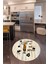 Dijital Baskılı Kaymaz Yıkanabilir Renkli Modern Yuvarlak Mutfak Halısı, N-Y-Mutfak-39-Kahve, 2