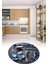 3D Dijital Baskılı Kaymaz Yıkanabilir Renkli Modern Yuvarlak Mutfak Halısı, N-Y-Mutfak-27-Mavi, 3