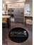 Dijital Baskılı Kaymaz Yıkanabilir Kitchen Yazılı Yuvarlak Mutfak Halısı, N-Y-Mutfak-49-Siyah, 1