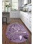 3D Dijital Baskılı Kaymaz Yıkanabilir Renkli Modern Oval Mutfak Halısı, N-O-Mutfak-16-Mor, 3